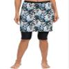 Micosuza Womens Skirted Swim Capris Sun Protective UPF 50+ Swimming Tight with Attached Skirt Sport Leggings Black-Flower view 1