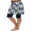 Micosuza Womens Skirted Swim Capris Sun Protective UPF 50+ Swimming Tight with Attached Skirt Sport Leggings Black-Flower view 2