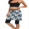 Micosuza Womens Skirted Swim Capris Sun Protective UPF 50+ Swimming Tight with Attached Skirt Sport Leggings Black-Flower view 4