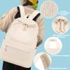 School Backpack for Teen Girls Bookbags Elementary High School Corduroy Laptop Bags Women Travel Daypacks (Beige) view 3