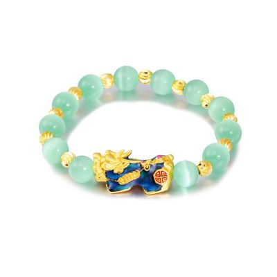 Feng Shui Pi Xiu Bracelet, Amethyst Good Luck Beaded Bracelets, Pi Xiu Feng Shui Bracelet, Pi Xiu/Pi Yao Bracelet, Feng Shui Pixie Bracelet, Amulet Wealth Elastic Bracelet, For Men Women (Green)