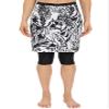 Micosuza Womens Skirted Swim Capris Sun Protective UPF 50+ Swimming Tight with Attached Skirt Sport Leggings Black-Leaves view 1