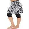 Micosuza Womens Skirted Swim Capris Sun Protective UPF 50+ Swimming Tight with Attached Skirt Sport Leggings Black-Leaves view 2