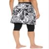 Micosuza Womens Skirted Swim Capris Sun Protective UPF 50+ Swimming Tight with Attached Skirt Sport Leggings Black-Leaves view 3