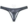 Jaxu Men's Metallic Bikini Swimsuit Shiny Swim Thong Male Contour Pouch Swimwear Silky Beach Bottoms Freedom Swimming Tanga Dazzle Black M view 3