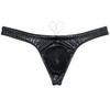 Jaxu Men's Metallic Bikini Swimsuit Shiny Swim Thong Male Contour Pouch Swimwear Silky Beach Bottoms Freedom Swimming Tanga Shiny Black XL view 1