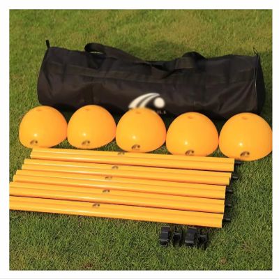 SRNSAEB Portable Agility Training Poles with Carrying Bag, 5ft/1.5m Height Removable Coaching Sticks with Sand Injection Base for Soccer Training, 5 Poles Set (Color : Yellow)