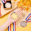 FINGERINSPIRE 3 Pcs Zinc Alloy Blank Medal 1.57inch Inner Diameter Flat Round Golden Platinum and Red Copper Award Medals with Neck Ribbon Sports Winner Wheat Medal Lanyard Medal for Trophy Award Gift view 3