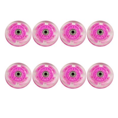 JHKJ Hardness 82A 8 Pack Inline Replacement Wheels 64mm 70mm 72mm for Outdoor Inline Hockey Replacement Wheels Inline Wheels with Bearings,Pink Transparent,70mm