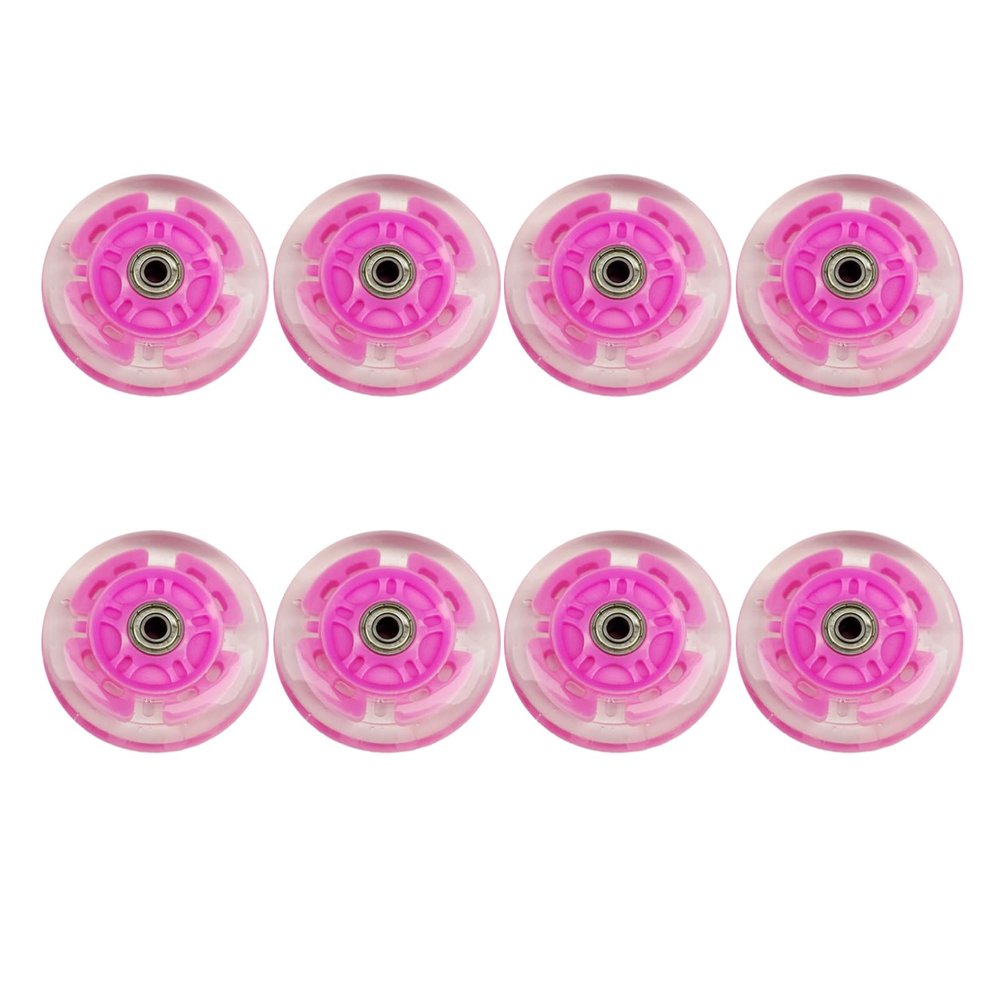 JHKJ Hardness 82A 8 Pack Inline Replacement Wheels 64mm 70mm 72mm for Outdoor Inline Hockey Replacement Wheels Inline Wheels with Bearings,Pink Transparent,70mm