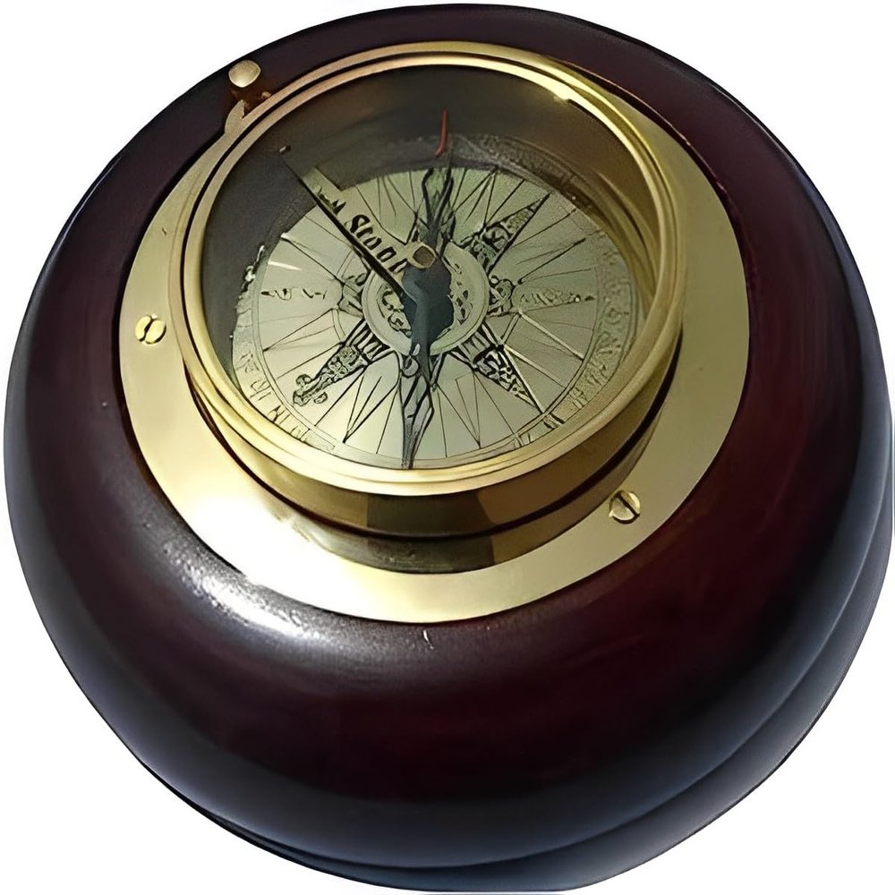 Antique Compass Wood & Brass Nautical Collectible Compass for Outdoor Camping Hiking Survival Military