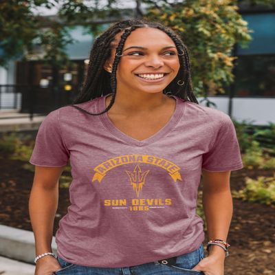 Arizona State Sun Devils NCAA Officially Licensed Women's T-Shirt Burnout Vintage Scholar, Medium