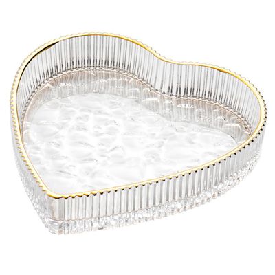 LIFKOME Glass Jewelry Dish Heart Shaped Cake Pan Heart Ring Makeup Tray Jewelry Plate Serving Plate Trinket Holder Tray Shaped Display Holder Dish