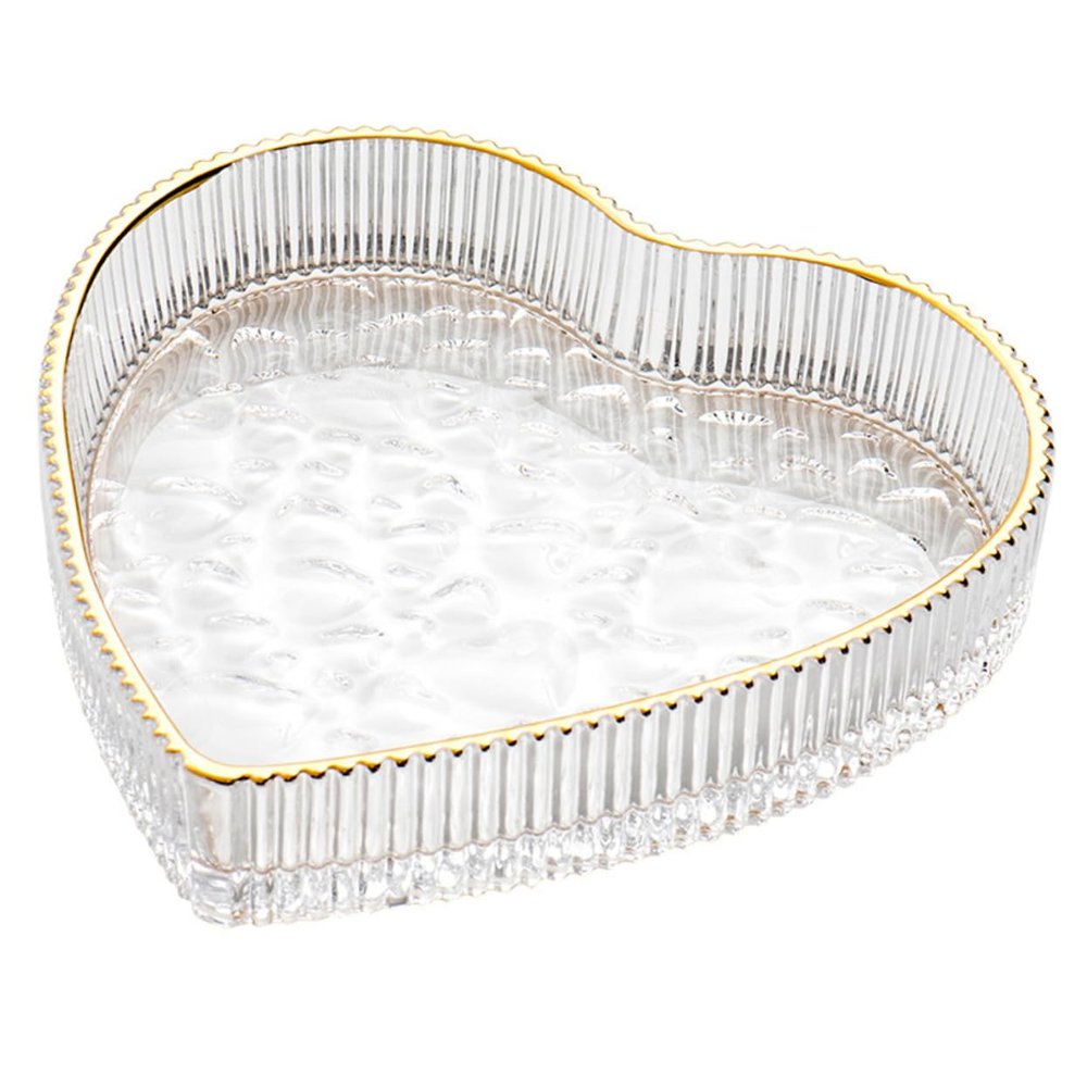 LIFKOME Glass Jewelry Dish Heart Shaped Cake Pan Heart Ring Makeup Tray Jewelry Plate Serving Plate Trinket Holder Tray Shaped Display Holder Dish