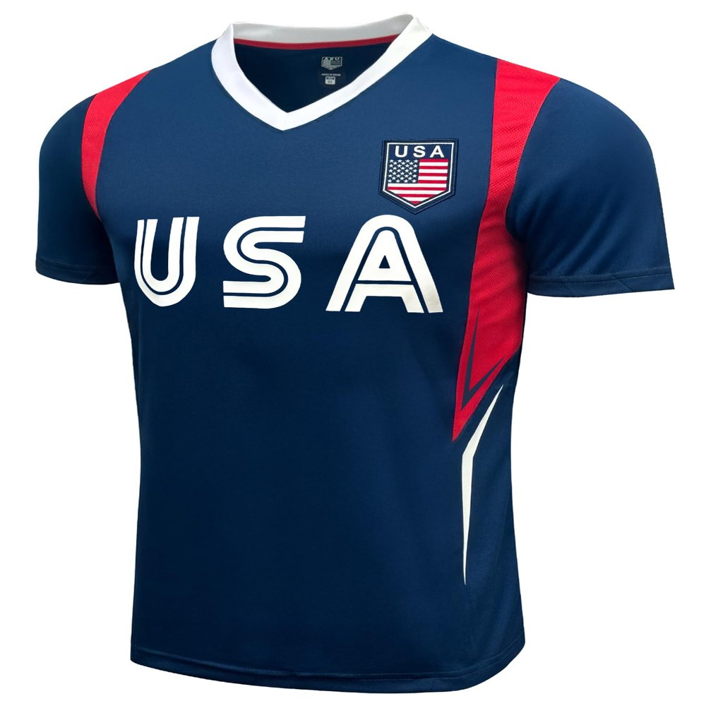 Boy's USA Short Sleeve Shirt, Youth Sizes U.S. Tee Shirt (YX) Blue
