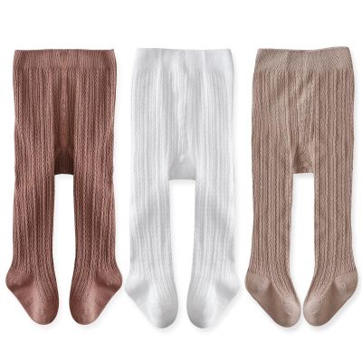 EPEIUS Baby Tights Infant Girl Footed Leggings White Khaki Brown 6-12M