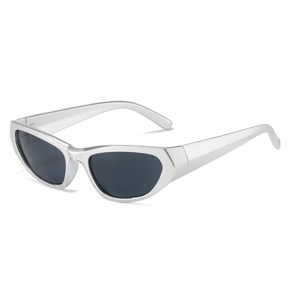 XLUMIO Steampunk Women Sunglasses Female Men Cyber Punk Sun Glasses Vintage Shades Eyewear Lady Rideing Eyeglasses,silver gray,with pouch and cloth