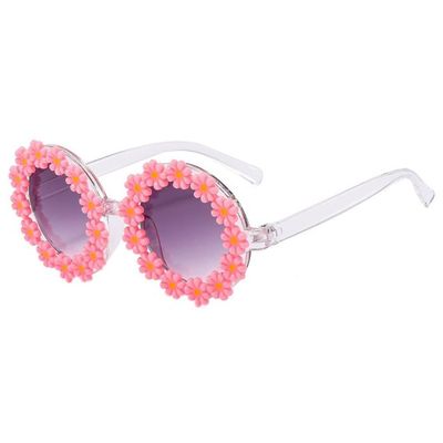 XLUMIO Round Flower Sunglasses Women Party Decorative Glasses For Female Outdoor Sun Protection Eyewear UV400,Pink,one size