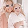 XLUMIO Round Flower Sunglasses Women Party Decorative Glasses For Female Outdoor Sun Protection Eyewear UV400,Pink,one size view 3