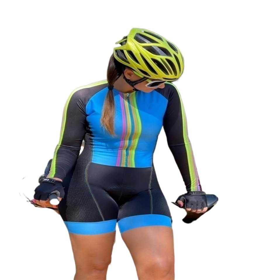 UNBIT Women's Cycling Suit Triathlon Suit Summer Long Sleeved Cycling Jersey Jumpsuit Quick-Drying Mountain Sweatshirt (Color : 01, Size : XXX-Large)