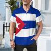 Flag of Cuba Men's Short Sleeve Button Down Cuban Guayabera Shirts Summer Tops 2XL view 2