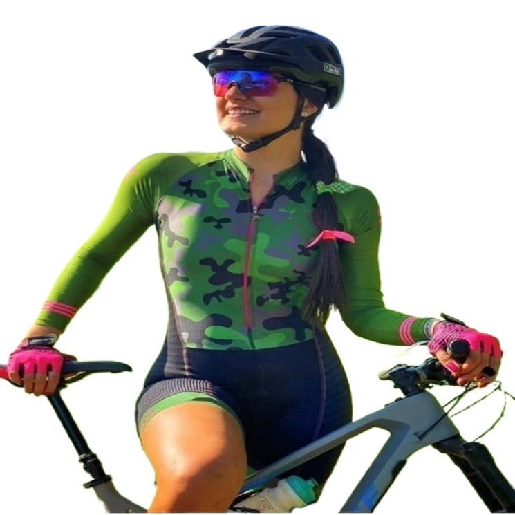 UNBIT Women's Triathlon Sets Cycling Jersey Long Sleeve with Pockets Cycling Jumpsuit Summer Mountain Bike Cycling Suit (Color : C, Size : Small)