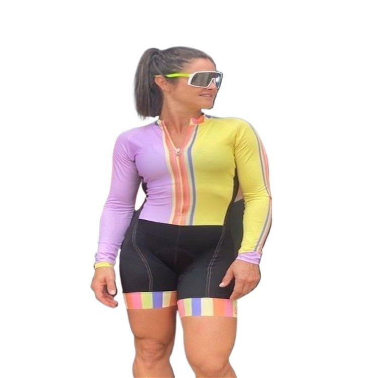 UNBIT Women's Cycling Suit Triathlon Suit Summer Long Sleeved Cycling Jersey Jumpsuit Quick-Drying Mountain Sweatshirt (Color : 03, Size : X-Small)