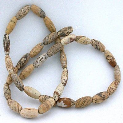 12x5 12mm x 5mm Melon Gemstone Gem Stone Picture Jasper Bead 15 Inch Strand PJB2