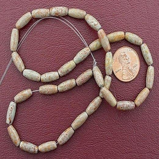 12x5 12mm x 5mm Melon Fossilized Agate Gem Gemstone Bead 15 Inch Strand FAB4
