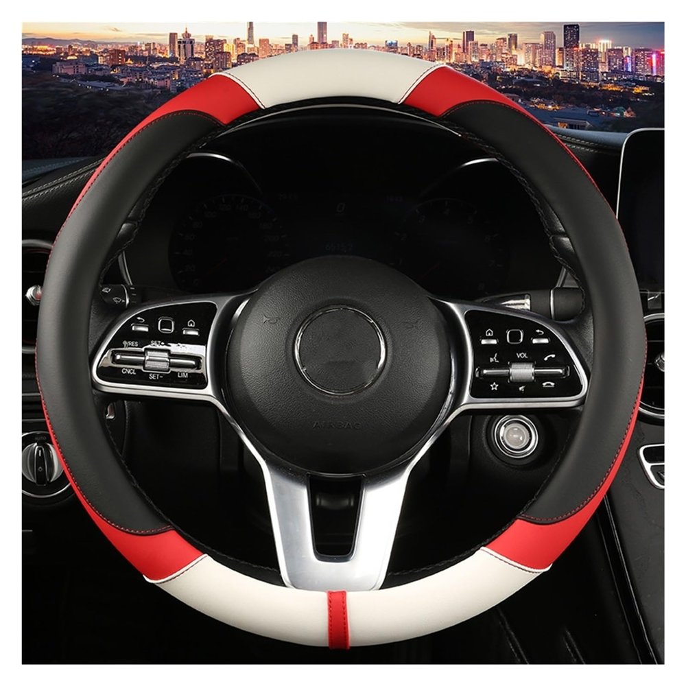 FUERU Car Steering Wheel Cover Set Car Steering Wheel Cover Comfortable Leather Soft and Breathable Fashion Car Interior Gift (Color : 1#)
