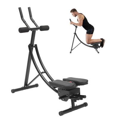 Ab Machine, Foldable Fitness Wquipment Height Adjustable AB Trainer, Full Body Exercise Equipment with LED Monitor, Double ARC Track Ab Workout Equipment Core Abs Exercise Machine, 330lbs Weight Capacity
