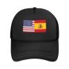 America Spain Friendship Flag Solid Mesh Baseball Cap Exudes Charm view 1