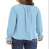 DOKOTOO KIDS Girls Dress Shirts Cute V Neck Ruffled Long Sleeve Chiffon Blouses Tops Sky Blue 8-9 Years view 2