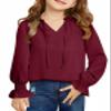 DOKOTOO KIDS Girls Dress Shirts Cute V Neck Ruffled Long Sleeve Chiffon Blouses Tops Red 8-9 Years view 1