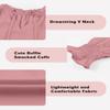 DOKOTOO KIDS Girls Cute Smocked Cuffs Chiffon Tops Fall Casual V Neck Blouse Shirts Pink 14-15 Years view 4