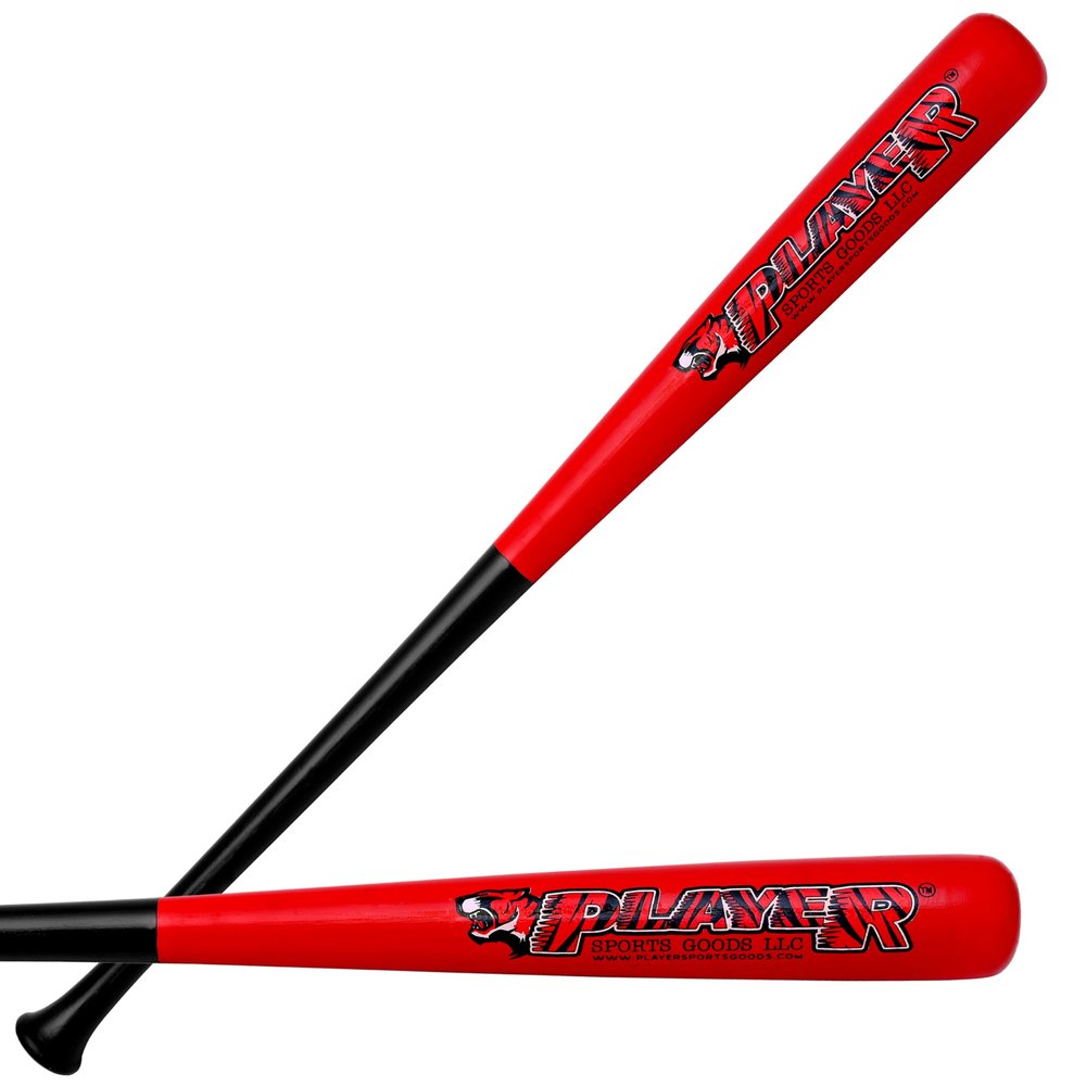 33" -C243- Cupped Barrel Pro Maple Wooden Baseball Bat/Barrel Dia: 2-1/2" - Weight: 30 Oz Maple Baseball Bat for Adult-Youth-Professional Players & Leagues in Black & Red by Player Sports Goods LLC