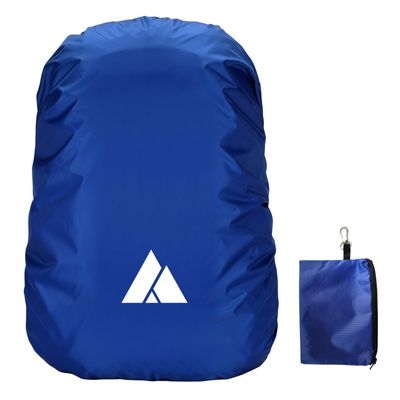 sheelokhwui Waterproof Backpack Rain Cover, Heavy-Duty Nylon Pack Cover with Upgraded Double Adjustable Closure System and a Carry Pouch for Hiking, Cycling, Camping, Outdoor (Dark Blue, M, 25-45L)