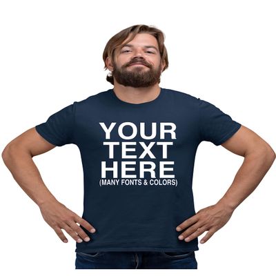 5X-Large Navy Blue Mens Custom Add Your Text Personalized T-Shirt