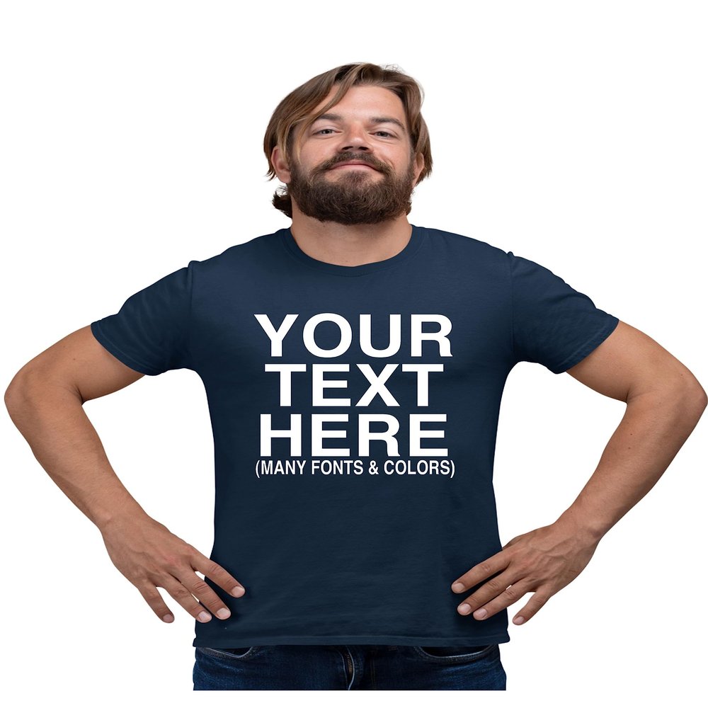 5X-Large Navy Blue Mens Custom Add Your Text Personalized T-Shirt