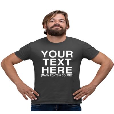 5X-Large Heather Black Mens Custom Add Your Text Personalized T-Shirt