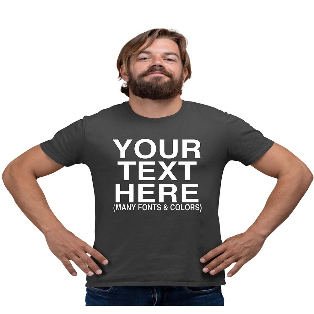 5X-Large Heather Black Mens Custom Add Your Text Personalized T-Shirt