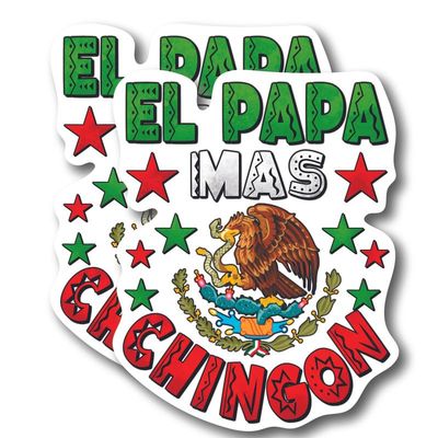 (2 Pack) El Papa Mas Chingon - Funny Mexican Inspired Spanish Influence Stickers - 5" On Longest Side - for Car, Truck, SUV - Easy Peel and Stick Vinyl Decals - Made in USA - BMCS099