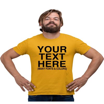 5X-Large Gold Mens Custom Add Your Text Personalized T-Shirt