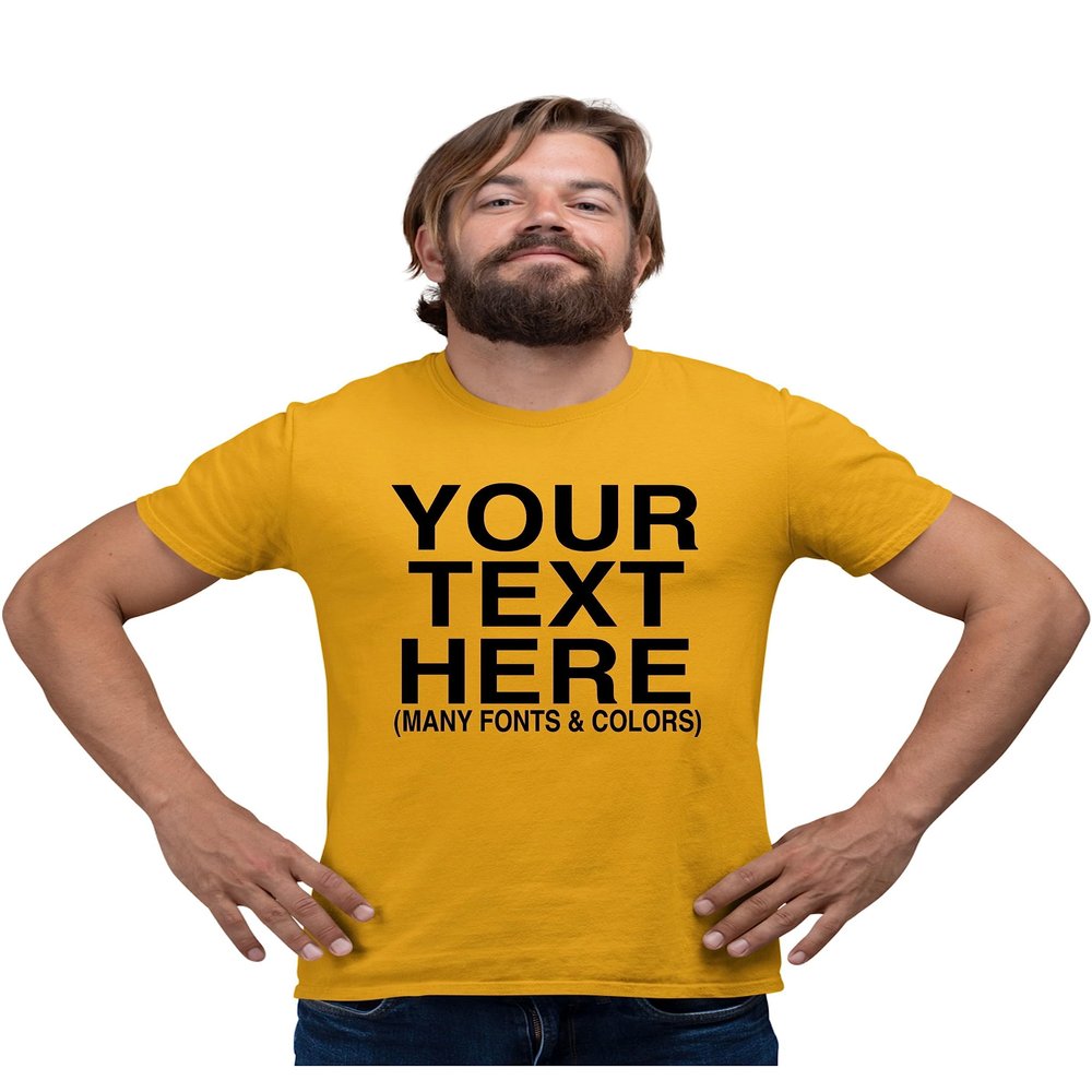 5X-Large Gold Mens Custom Add Your Text Personalized T-Shirt