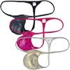 Jaxu Sexy Men's Metallic Bikini Thong Underwear Male Bulge Pouch Tangas Hombre Shiny G-string Minimum Coverage T-back 3-Pack(dazzle black,dark pink,dazzle white) M view 1