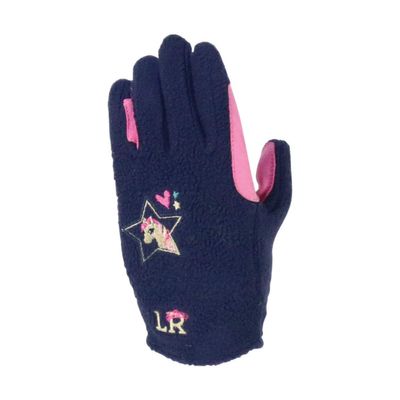 Little Rider Childrens/Kids Fleece Riding Gloves (M) (Navy/Pink)