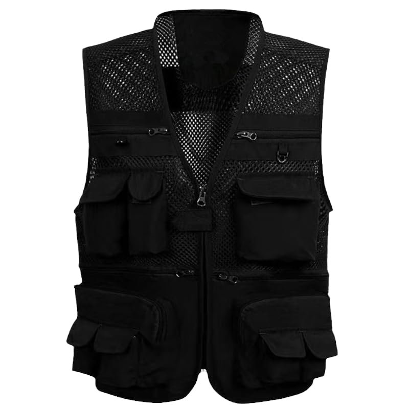 CJQJPNZ Quick-Dry Outdoor Vest for Men, Breathable and Portable Black L