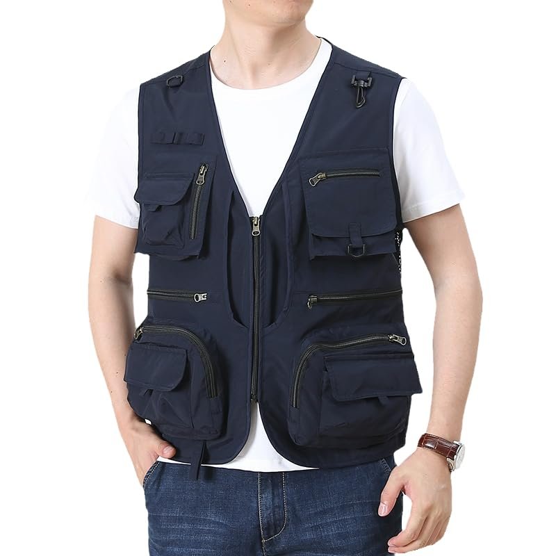 CJQJPNZ Quick-Dry Hiking Vest with Multi-Pockets, Perfect for Photography Dark Blue 3XL