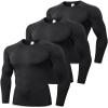 Black Compression Shirt Men Long Sleeve Rash Guard Athletic Undershirt Gear T Shirt for Running Football Basketball view 1