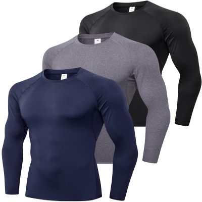 SPVISE 3 Pack Men's Compression Shirt Long Sleeve Sports Rash Guard Active Workout Gym Shirts Cool Dry Athletic Undershirts